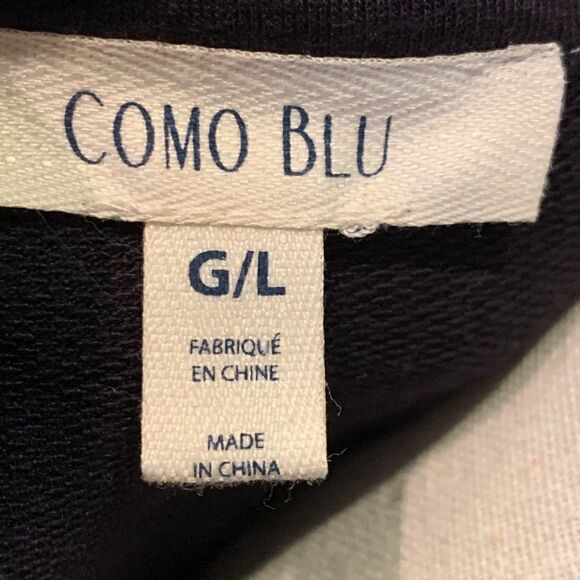 Como Blu navy long sleeve knit dress with ribbon red white and blue stripe L - Picture 6 of 8